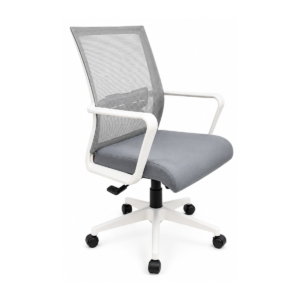 Modern Ergonomic Mid-Back Mesh Office Chair - Grey & White Desk Chair with Lumbar Support