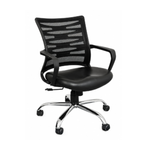 Ergonomic Mid-Back Mesh Office Chair with Chrome Base - Black Patterned Computer Desk Chair